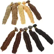 VICASKY 10pcs Doll Hair Extensions Curly Wefts for Crafts High Temperature Doll Hair for Creative Decoration and Arts Supplies