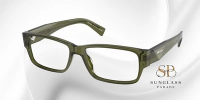 PRADA PR B09V 25A1O1 Transparent Green Demo Lens 55 mm Men's Eyeglasses