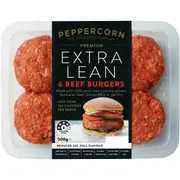 Peppercorn Extra Lean Beef Burger 6 Pack 500g