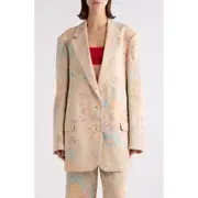 Dries Van Noten Basti Floral Jacquard Single Breasted Blazer in Light Pink at Nordstrom, Size Medium