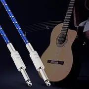 Tihebeyan Guitar Cable Noise Reduction Instrument Cord for Electric Bass Zinc Alloy 6.35mm Mono Male to Male Wire for Guitar, Ukulele, Mixer Blue 1 Meter (1.8 Meters)