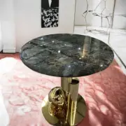 30" Round Labradorite Stone Coffee Table Handmade Luxury Living Room Home Decor