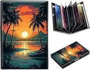[DIGTIALL] Metal Wallet-RFID Blocking Credit Card Holder for Women & Men Mini Slim Aluminum Wallet ID Case Hard Business Card Holder Case, Tropical Palm Tree