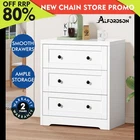 ALFORDSON Chest of Drawers 3 Drawer Storage Cabinet Bedside Table Hamptons White