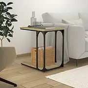 Sonoma Oak C-Shape Side Table, 50x35x52 cm Engineered Wood, Modern Living Room Furniture for Couch & Sofa