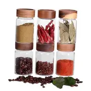 6 Pcs Small Glass Spice Jars with Label,High Sealing Threaded Mouth,with
