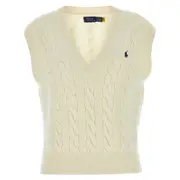 [Ralph Lauren] Ralph Lauren Polo Pony-embroidered Knit Vest S NEUTRALS