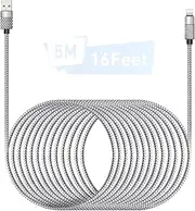 [MFi Certified] iPhone Charger 16FT/5M Lightning Cable Extra Long iPhone Charging Cord Nylon Braided Fast Apple Charger Cable iPhone 12 11 Pro X XS Max XR/8 Plus/7 Plus/6/6s Plus/5s /5c/Pad Mini Air