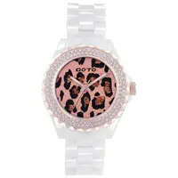 在飛比找momo購物網優惠-【GOTO】精艷豹點潮流時尚陶瓷手錶-金x白/38mm(GC