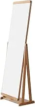 TT-YED Frameless Full-Length Mirror Solid Wood Frame Floor Mirror, Large Freestanding Floor Mirror with Adjustable Angle and Storage Rack, Home Light Luxury Simple Dressing Mirror,A