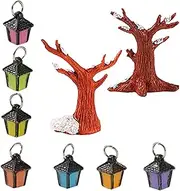 FUNOMOCYA 1 Set Miniature Lights Model Trees for Doll Scenery Miniature Resin Trees with Lights for DIY Fairy Garden Decoration and Landscape Accessories