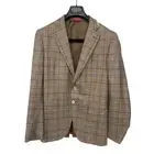 New Isaia 40R , eu 50 tan base Gregory spot coat plaid check print wool cashmere