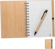 FOMIYES Note Taking Notebook Bamboo Leather Cover Spiral Bound Journal Office Notepad Student Notebook