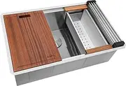 Ruvati 28-inch Workstation Ledge Undermount 16 Gauge Stainless Steel Kitchen Sink Single Bowl - RVH8309