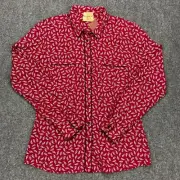 NEW RM Williams Shirt Womens 10 Red Ensay Print Long Sleeve Untuck Semi Fitted