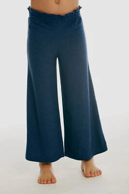 $140 Chaser Girls Kids Blue Knit Paperbag Elastic Waist Wide Leg Pants US Size 6