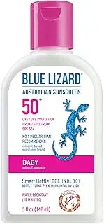 Blue Lizard Baby Mineral Sunscreen with Zinc Oxide, Water Resistant, UVA/UVB Protection with Smart Technology - Fragrance Free, Unscented, SPF 50-5 Fl Oz - Bottle