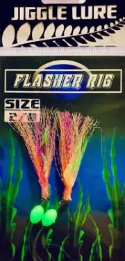 Snapper Bream Flathead 2 Fly Flasher Jig Rig 30lb Leader & 2/0 Circle Hooks