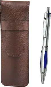 SASTYO-B989A-S Shibo Choco Color Cowhide Pen Case Metal Scorpion Shocking Ballpoint Pen Set, Silver