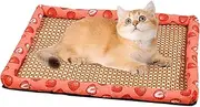 Générique Dog Cooling Mat, Pet Cooling Pad, Heat Resistant Summer Puppy Cushion, Bed Rattan Square Nest Washable for Crate, Training, Camping Trips, 19.6 x 15.7 x 1.1 inches, Brown