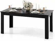 Costway Dining Table for 4-6 People, 160 cm Kitchen Table w/L-Shaped Legs, 150 kg Weight Capacity, Large Wooden Rectangular Dinner Table for Dining Room, Home Office, Living Room Furniture (Dark)