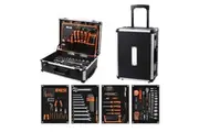 177Pc Hand Tool Box Kit Ratchet Socket Wrench Spanner Set Rolling Lock Alum Case