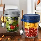 with Lid and Spoon Salad Saver Cereal Box Food Container Overnight Oats Jars