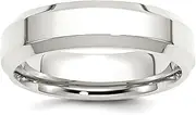 [JewelryWeb] 925 Sterling Silver Rhodium Plated 6mm Bevel Edge Band Ring-Band Style-Ring for Women and Men