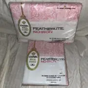 CANNON Royal Family Full Fitted Featherlite SHEET & PILLOWCASE Pink White Lace