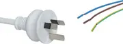 White 10A 3 Pin Plug Mains Cord with Bare Wire end 2M