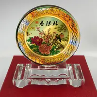 在飛比找PChome24h購物優惠-福祿壽花鳥黃金畫水晶琉璃