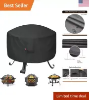 Round Gas Fire Pit Cover - Universal Size, Snug Fit, Heavy Fabric - 32”Dx16”H