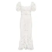 NWT ALICE MCCALL Obscurity Eyelet Lace Midi Dress, Porcelain, 0 (US)