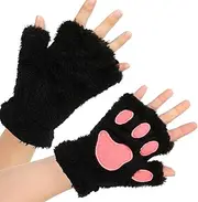[COMNICO] Cat Paws Gloves Soft Hand Paw Gear Bear Furry Paw Fingerless Cat Mittens Halloween Cosplay Costume Accessories