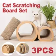 3pc/set DIY Cat Scratching Mats Tunnel Bed Scratching Board Corrugated Cardboard
