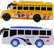 BRIGHTFUFU Car Toy Model Boys and Girls Bus Toy Construction Toys for Toddlers Police Bus Lights Music Baby Car Toy