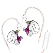 Kz Zsn Circle Iron Moving Iron Quad-Core Wired Control In-Ear Mega Bass Hifi Earphone With Microphone (Purple)