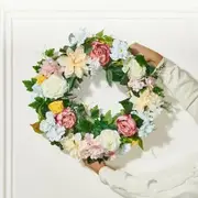 Artificial Decorative Wreath 60.96 cm White Pink Yellow Peonies Hydrangeas