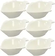 CIYODO 6pcs Fish Shaped Ceramic Dish Porcelain Ramekins Large Mixing Bowl Casserole Food Storage Containers Serving Tray with Lid Portion Cups Soy Sauce Dipping Bowls Fruit White Ceramics