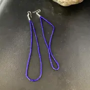 XL Liquid Silver Heishi Beads Blue Lapis Lazuli Sterling Earrings 5" 13506