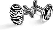 [Generic] Men's Cufflinks, Zebra Stripe Cuff Links for Men, Classic Cufflinks Black for Suit Shirt Wedding Business Birthday Jewelry Gift