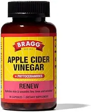 Bragg Inner Glow Apple Cider Vinegar and Phytoceramide Capsules - 750mg of Acetic Acid – Energy & Weight Management Support - Promotes Skin Hydration and Rejuvenation - (90 Pills)