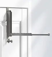 KitchLife Folding Clothes Drying Rack, Fits 1 3/4" Doors, Over The Door Foldable Travel Hanger with Retractable Hanging Rod, Hooks for Wreath Garland – Space Saving Laundry Solution, Space Grey