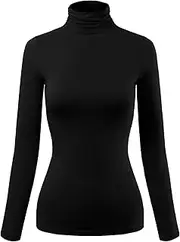 MixMatchy Women's Basic Long Sleeve Turtle Neck Slim Fit Top Shirt
