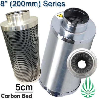 8" Carbon Filter With Muffler Noice Reducer Silencer Hydroponic Ventilation Kit