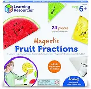 Learning Resources Magnetic Fruit Fractions, Number Learning for Kids Math, Montessori Math, Games for Kids, Educational Indoor Games, 24 Pieces, Age 6+