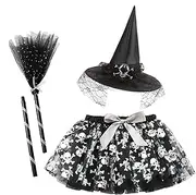 [Generic] Halloween Tutu Skirt for Girls - Halloween Tutu Hat Broom - Halloween Witch Costume Tutu Skirt Dress Up for Cosplay Performance