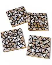 Tiramisu Set of 4 Mother of Pearl Coasters- Mosaic Pattern