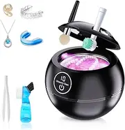 [TMEOIIPY] Ultrasonic Retainer Cleaner Machine, 45k HZ Dental Cleaning Pod with UV for Retainer, Dentures, Whitening Trays, Toothbrush Head, 190ml Portable Ultrasonic Denture Cleaner for Home or Travel