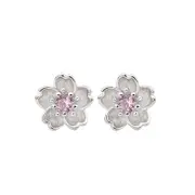 Nevenka Flower Cubic-zirconia Stud Earrings for Women-Pink